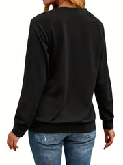Solid Crew Neck Pullover Sweatshirt Long Sleeve Raglan Shoulder Sweatshirt