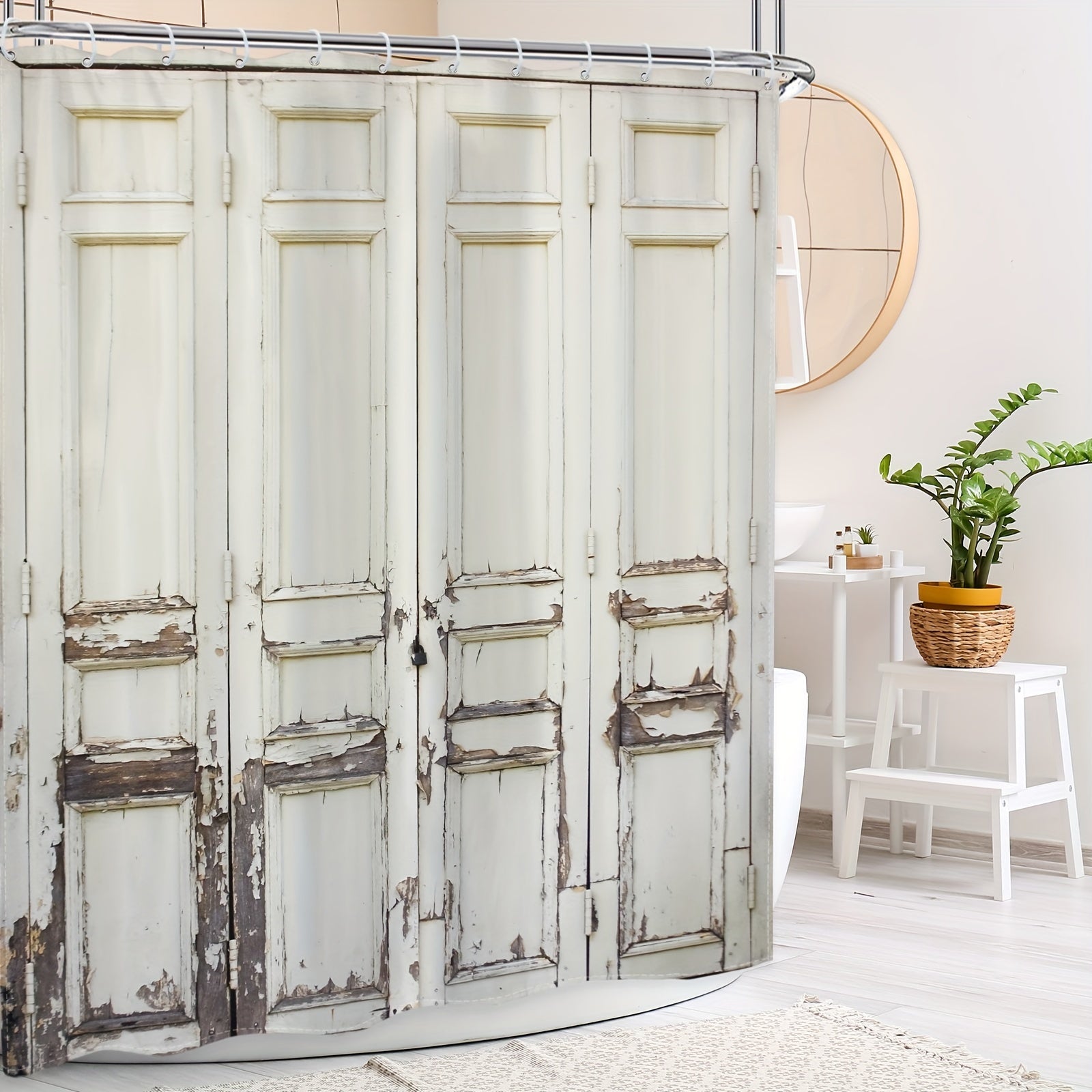 Rustic Barn Door Shower Curtain 60x72 Waterproof Fabric Curtain Bathroom Decor