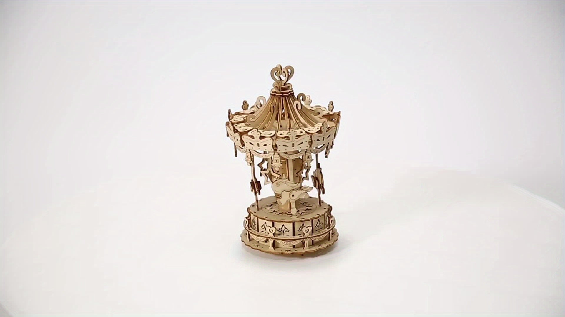 3D Wooden Carousel Jigsaw Puzzle DIY Assembly Model Creative Toy
