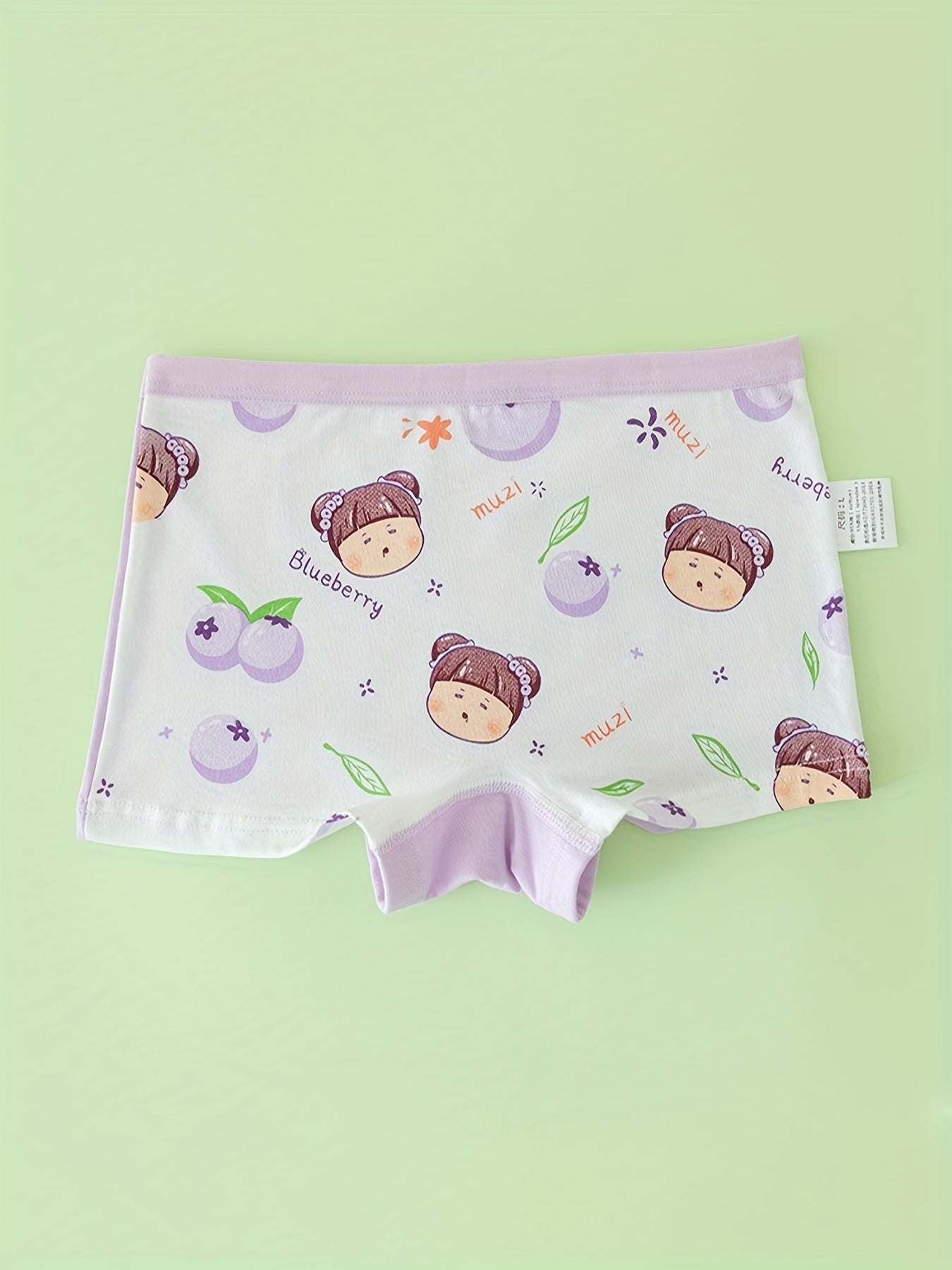 4pcs Girls Triangle Panties Cartoon Girl Print Elastic Waist Underwear