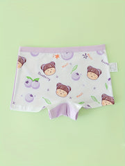 4pcs Girls Triangle Panties Cartoon Girl Print Elastic Waist Underwear
