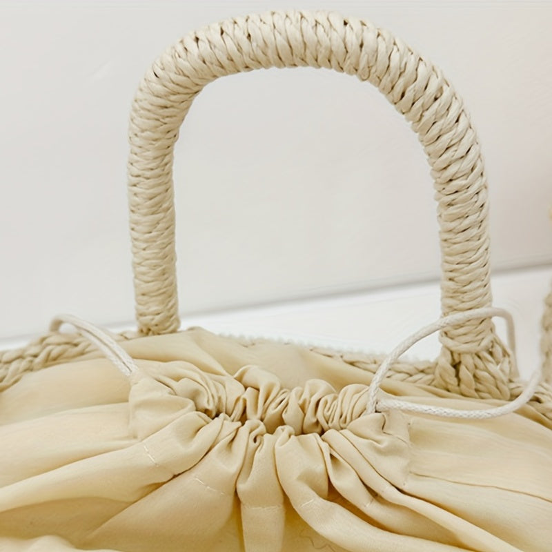 Girls' Lace Straw Woven Handbag Casual Crossbody Bag