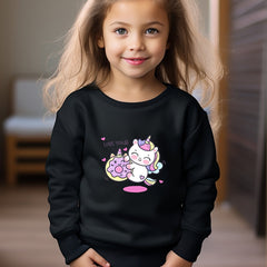 Adorable Unicorn Graphic Crew Neck Long Sleeve Sweatshirt for Kids
