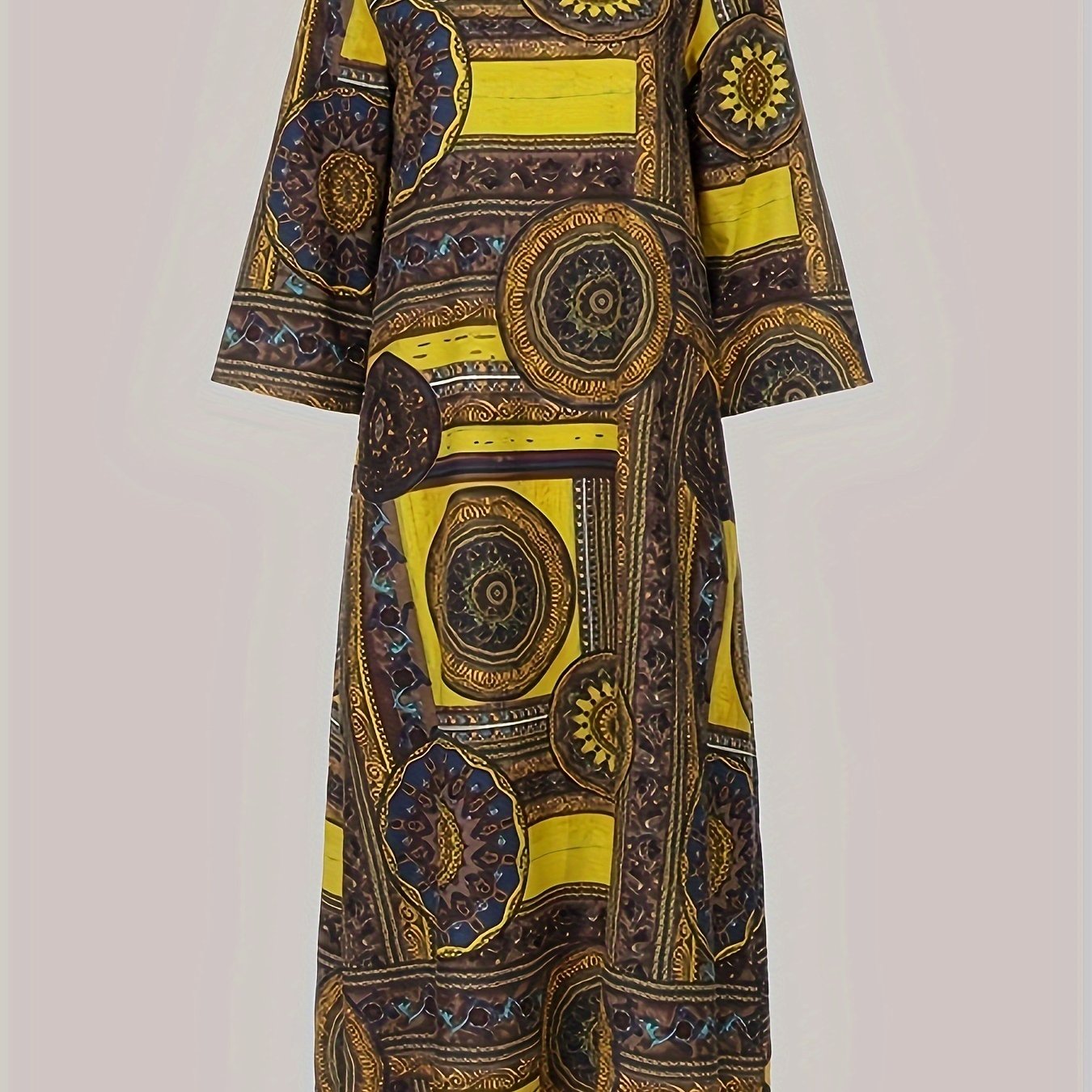 Boho Kaftan Dress Women's Plus Scarf Print Maxi Dress
