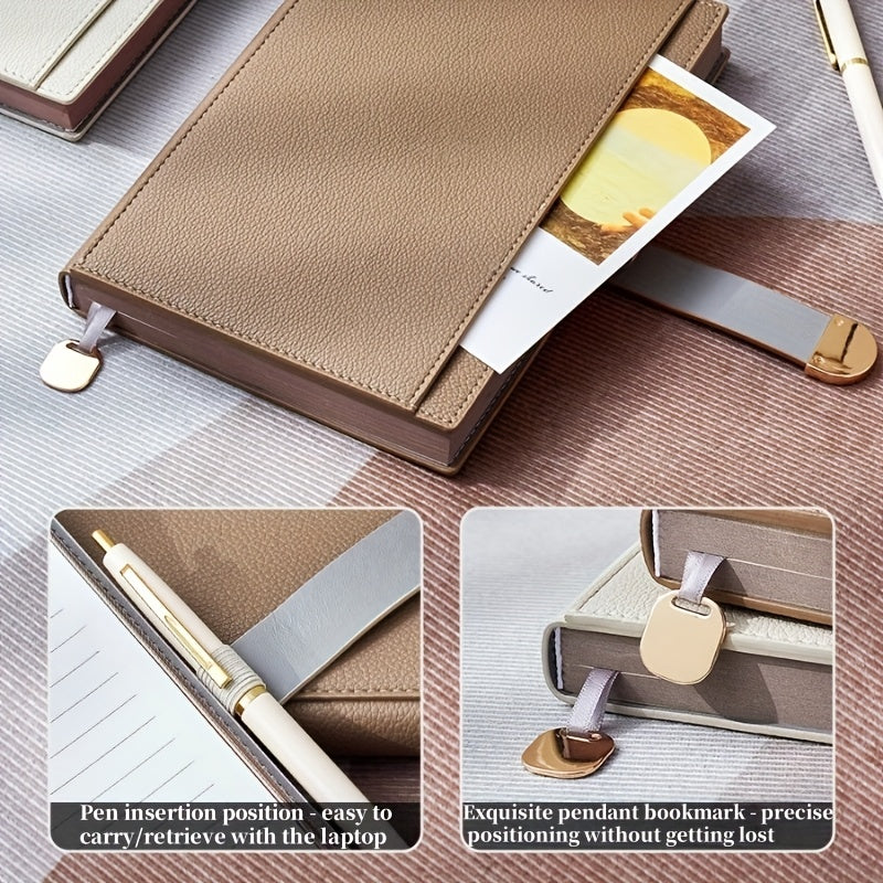 Personalized A5 Faux Leather Notebook with Golden Clasp & Name Label