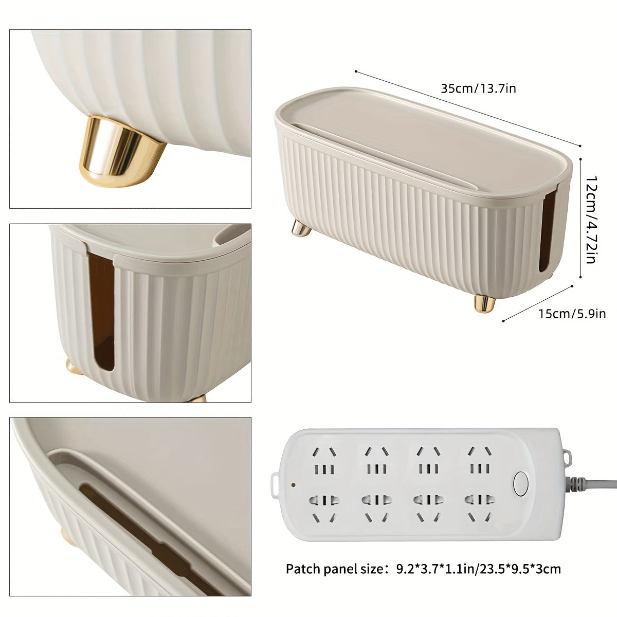 Plastic Cable Storage Box Cord Tidy Hide Cords Power Strip Organizer