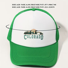 COLORADO Trucker Hat Green Baseball Cap Adjustable Mesh Sunshade Dad Hat