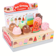 Wooden Ice Cream Selling Rack Set Toy
