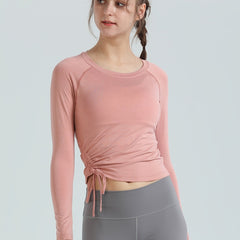 Women's Quick Dry Sports T Shirt with Side Drawstring