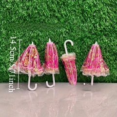 Dollhouse Umbrella Pink & Golden Lace Sequins Costume Accessory