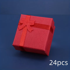 24pcs Jewelry Paper Box Ribbon Packaging Box Wedding Decoration Box