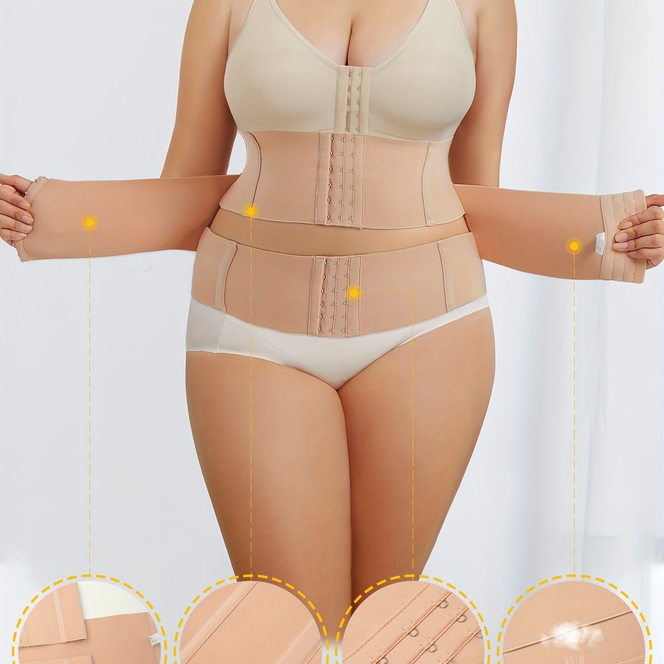 Sports Shapewear Women's Plus Hook & Eye Belly Wrap Tummy Control