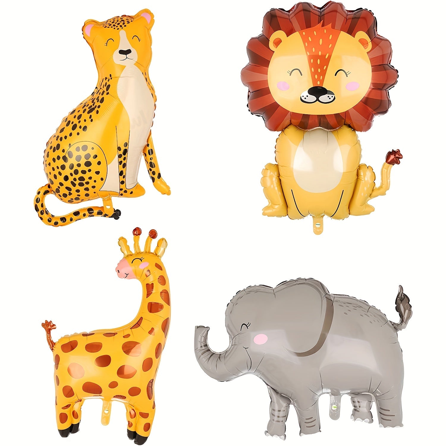 4pcs Jungle Safari Animals Balloons Giant Lion Leopard Elephant Giraffe Foil Hel