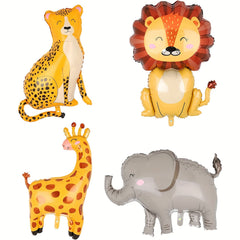 4pcs Jungle Safari Animals Balloons Giant Lion Leopard Elephant Giraffe Foil Hel