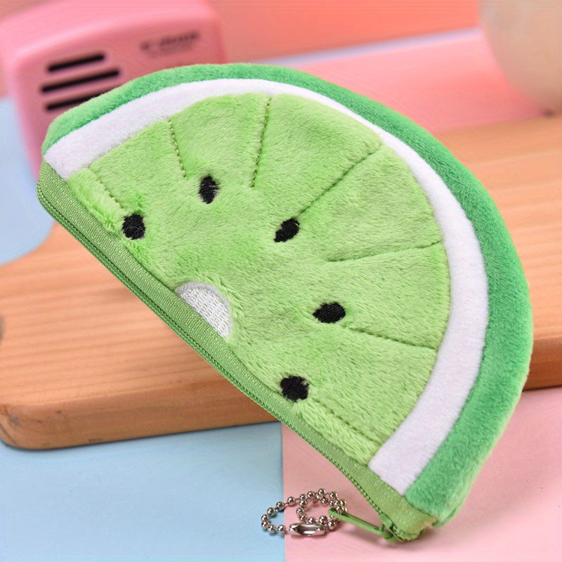 Plush Fruit Coin Purse Zipper Wallet Storage Bag Boys Girls Accessories