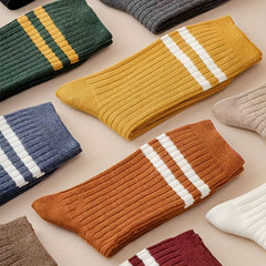 10 Pairs Striped Sports Socks Comfy & Breathable Women's Stockings