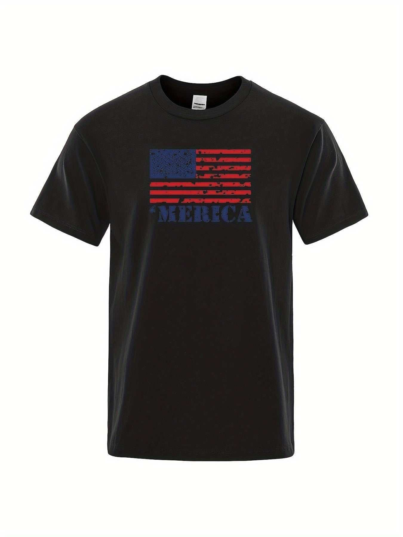 American Flag Print Men's Graphic Cotton T-shirt Active Tee for Summer