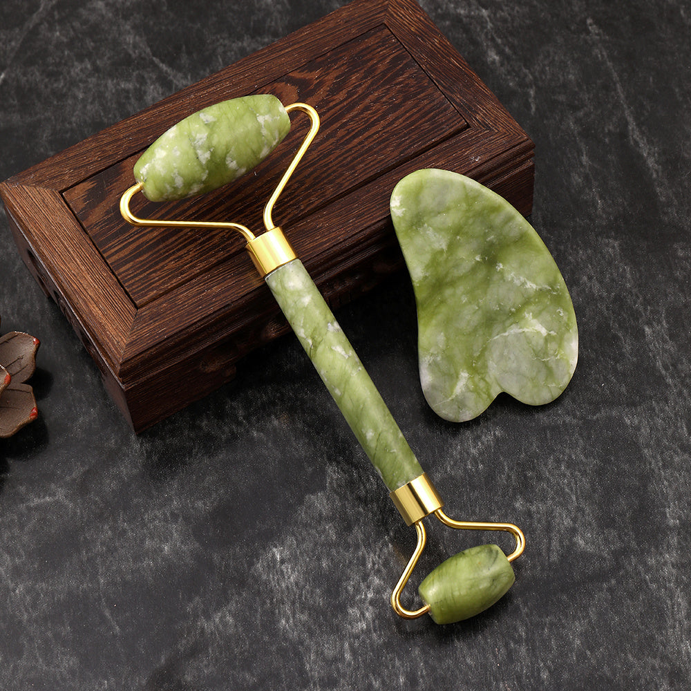Jade Roller And Gua Sha Tools Set - Skin Care Massager