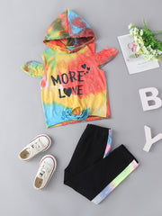 Toddler Tie Dye Outfit 2pcs Hoodie & Pants Set LOVE Print
