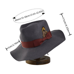 Pure Wool Felt Hat Monochrome Tweed Spell Cap Belt With Accessories