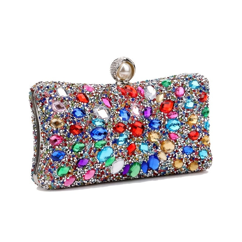 Colorful Rhinestone Clutch Wallet Evening Bag for Women