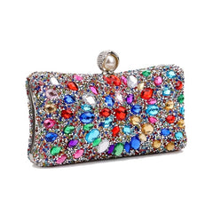 Colorful Rhinestone Clutch Wallet Evening Bag for Women