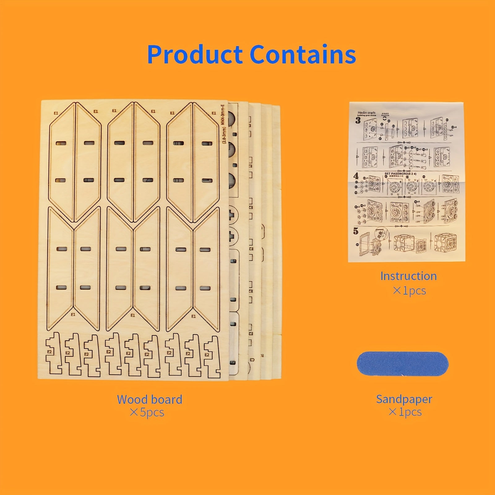 MUSIC PARK 3D Wooden Puzzle DIY Combination Lock Box Mechanical Storage Safe