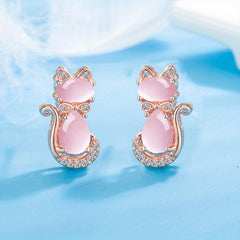 Girl's Pink Rhinestone Cat Ring Adjustable Decorative Accessories