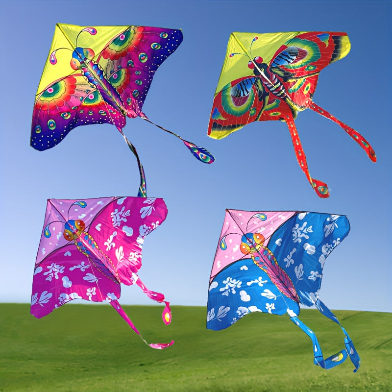 Multicolor Butterfly Kite with Long Tails and Handle - Outdoor Entertainment
