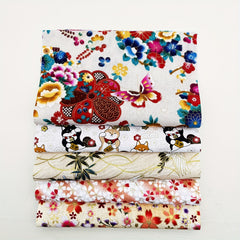 5pcs Beige Cotton Quilting Fabric for Sewing Crafts 7.8in x 9.8in