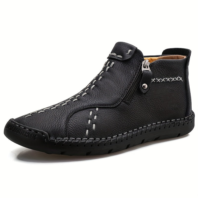 Men's Solid Hiking Boots Non Slip Zipper Casual Durable Shoes