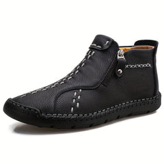 Men's Solid Hiking Boots Non Slip Zipper Casual Durable Shoes