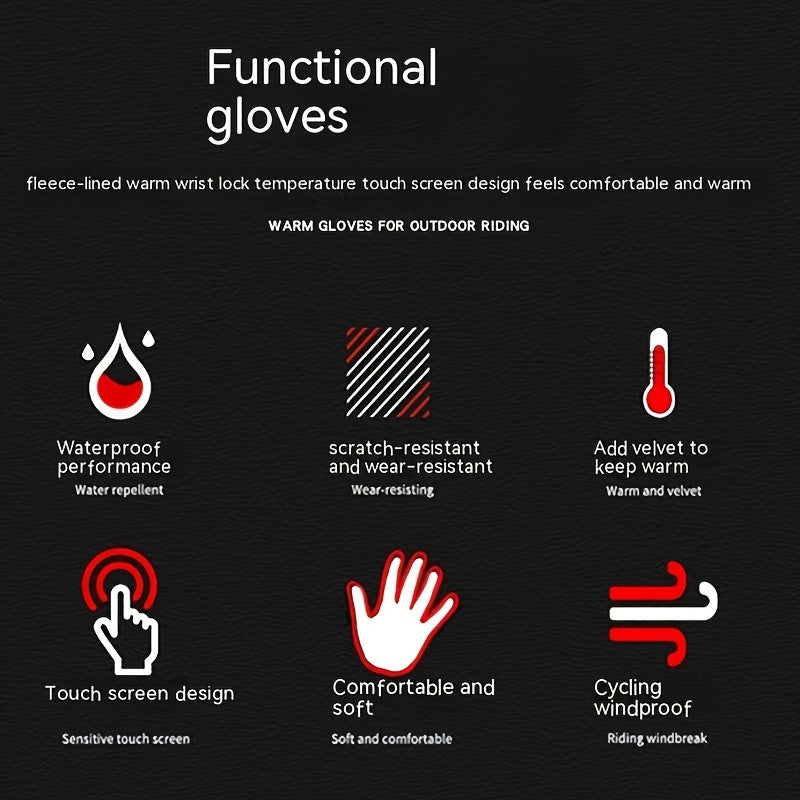 Waterproof Warm Full Finger Gloves Touch Screen Anti-slip Gloves