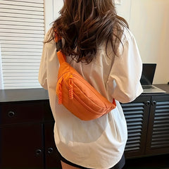 Casual Nylon Waist Bag Lightweight Fan-shaped Belt Bag for Hiking