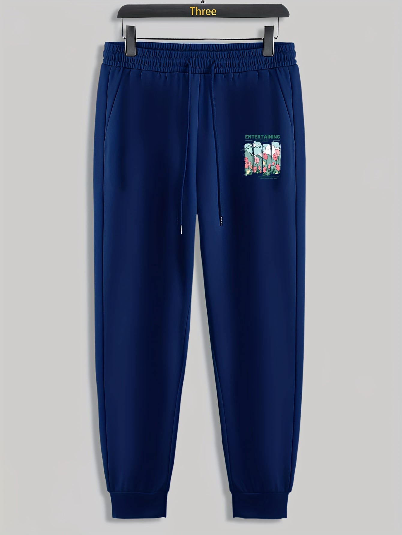 Tulip Print Men's Pants Drawstring Sweatpants Loose Casual Trousers