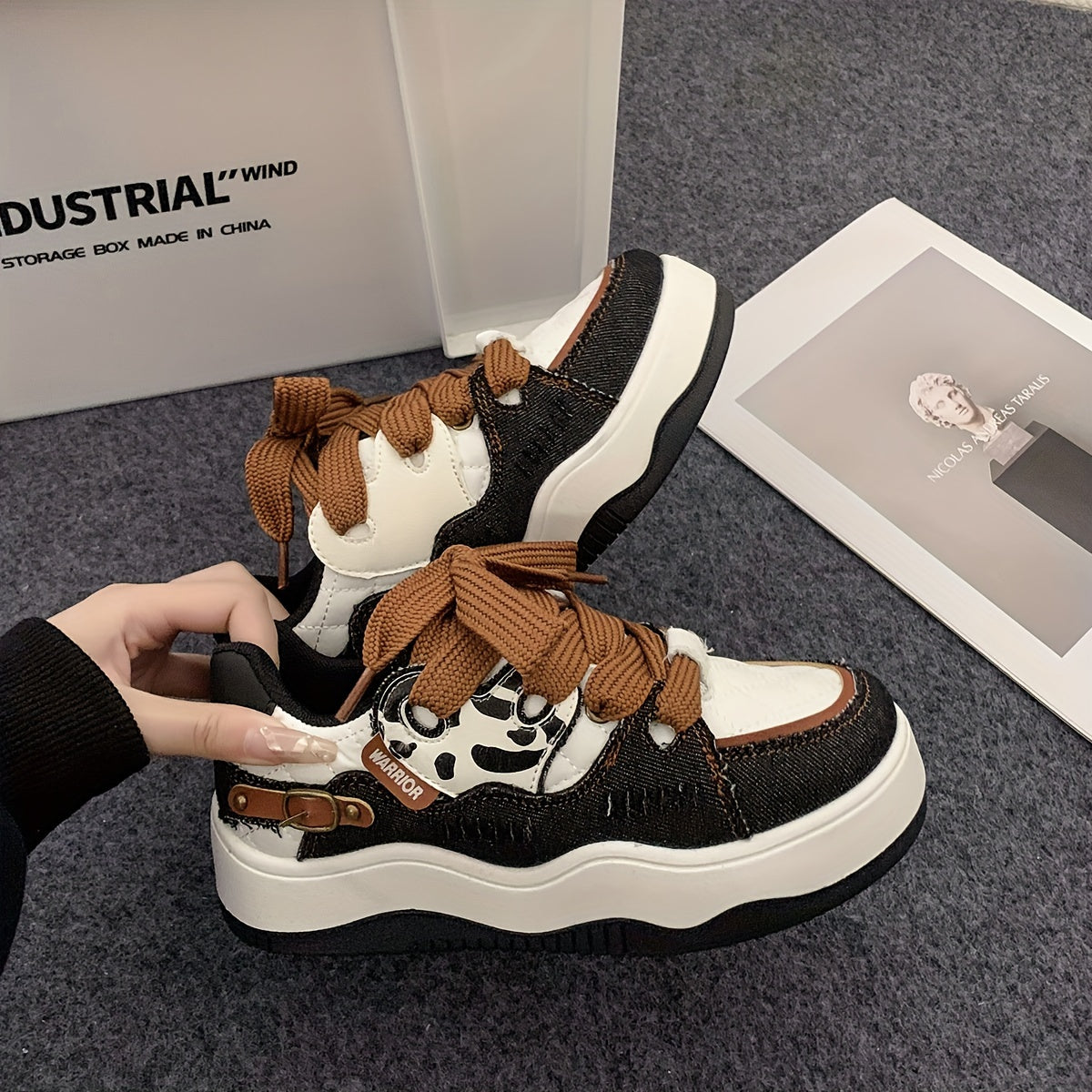 Women's Heart Pattern Platform Skate Shoes