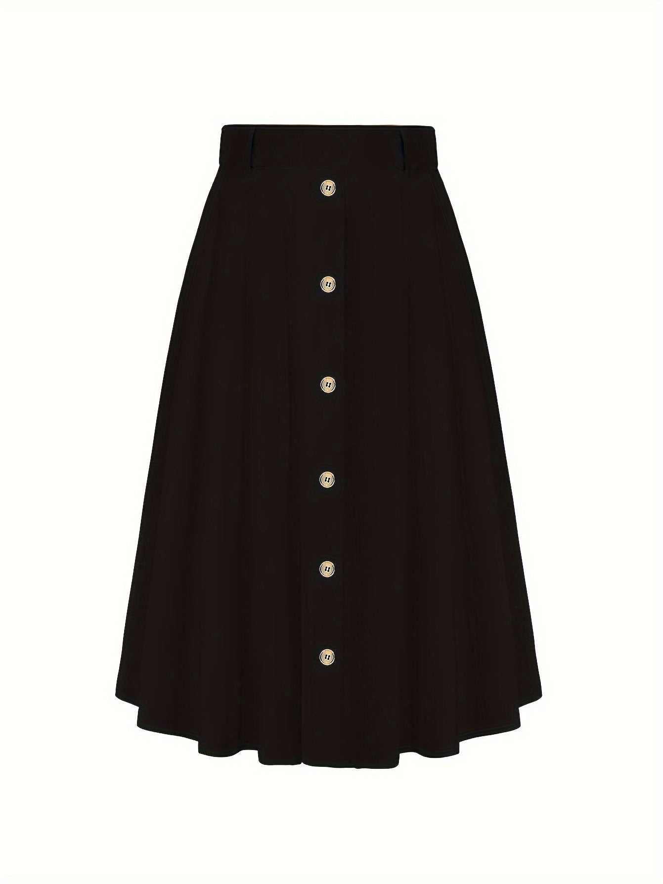 Solid Elastic Button High Rise Maxi Skirt