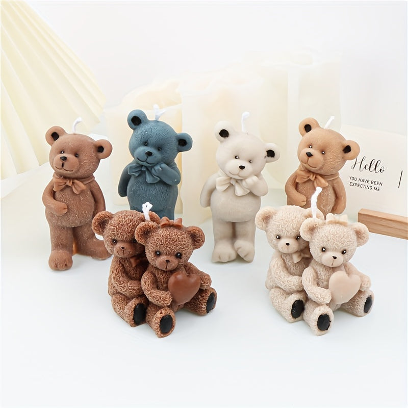 Hug Bear Scented Candle Silicone Mold Christmas Decoration