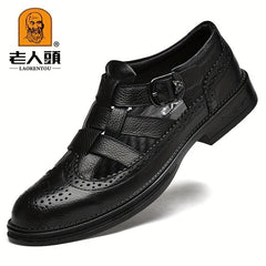 LAORENTOU Men's Brogue Hollow Out Sandals Non Slip Smart Casual Shoes