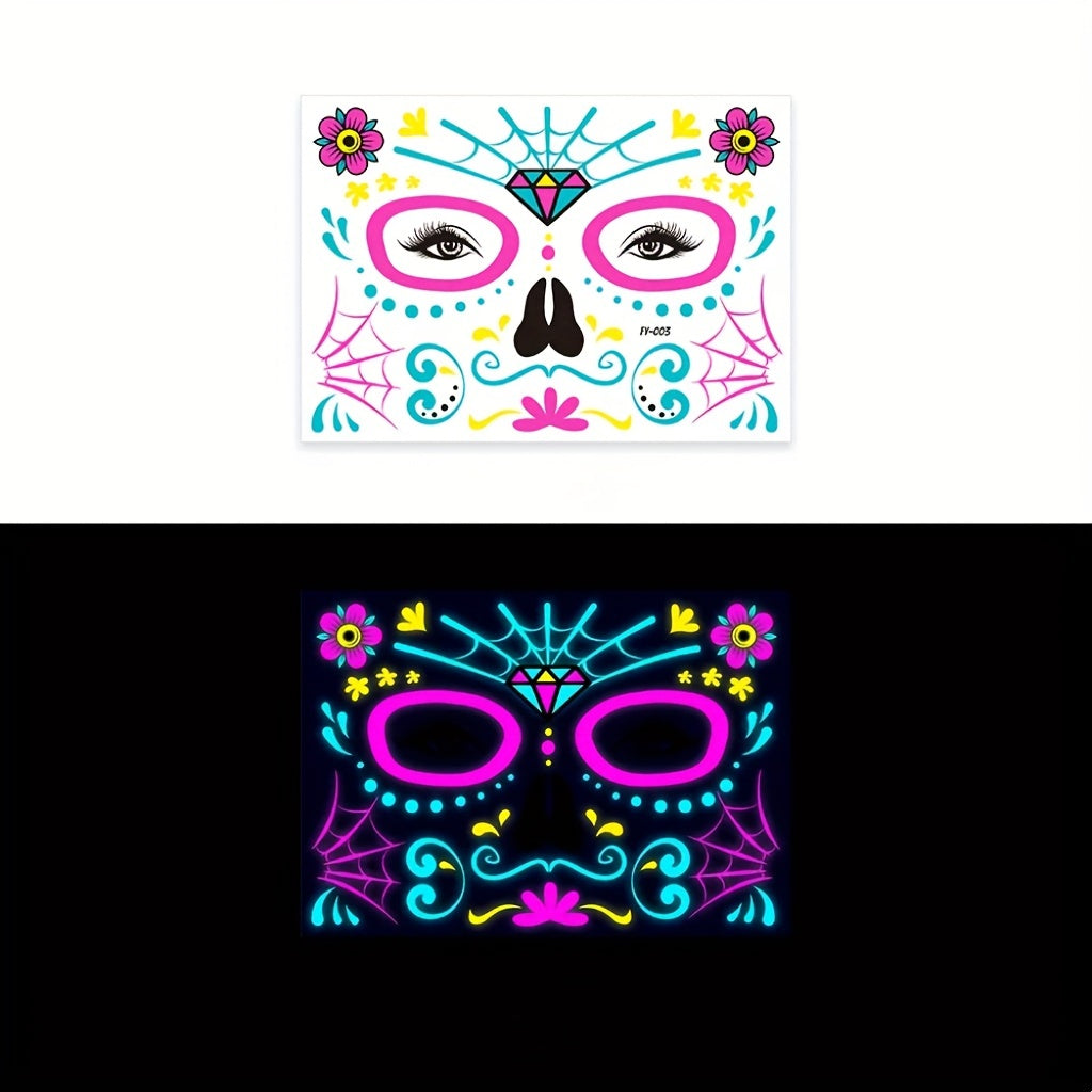 Luminous Fluorescent Stickers Halloween Dress Party Tattoo Stickers