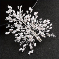 Bridal Wedding Hair Clip Barrette Rhinestone Faux Pearl Headwear