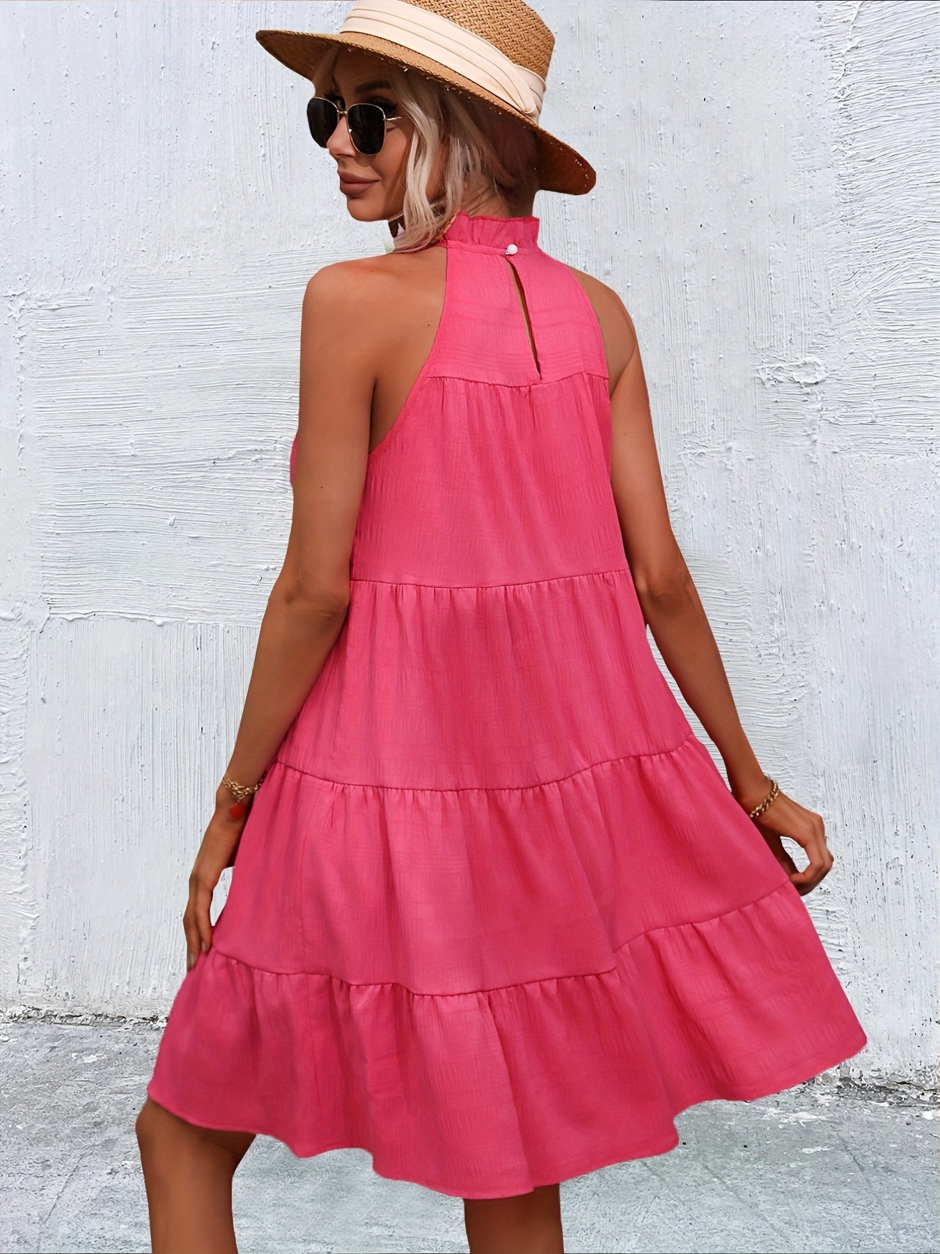 Ruched Sleeveless Dress Tiered Women's Clothing