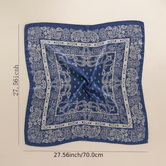 Navy Paisley Print Bandana Neck Scarf Hair Bandana