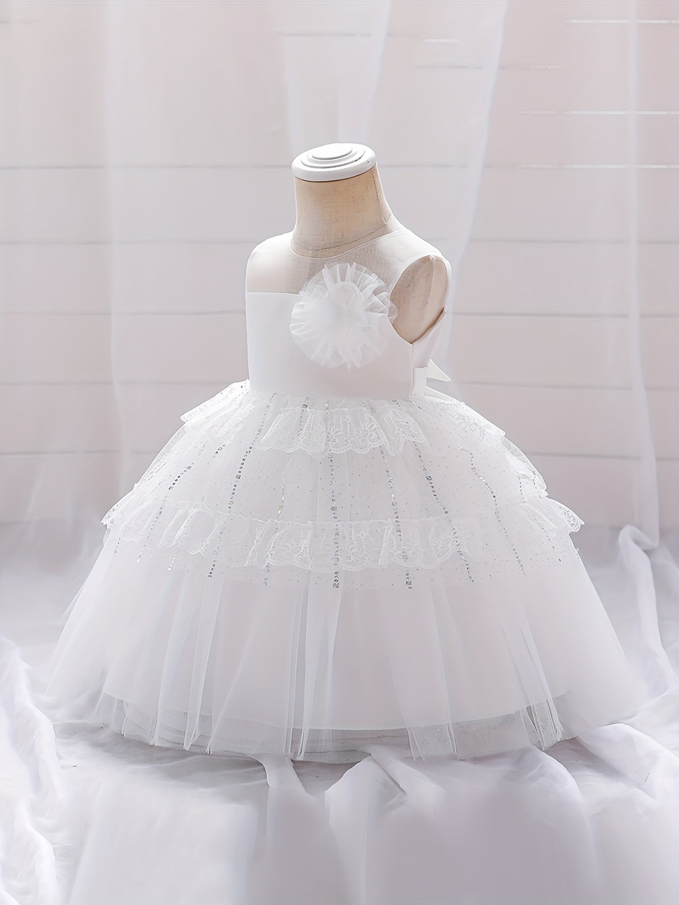 Fairy Ruffle Lace Puffy Dress Girl's Birthday Party Dinner Cosplay Show Wedding