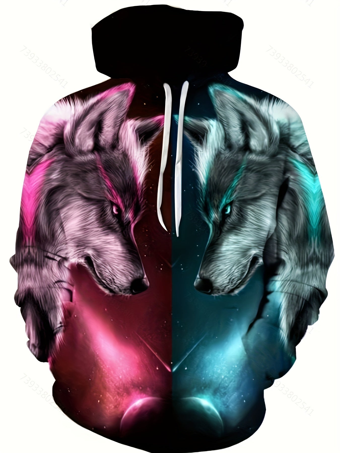 Men's Block Wolf Graphic Hoodie 3D Print Hooded Sweatshirt