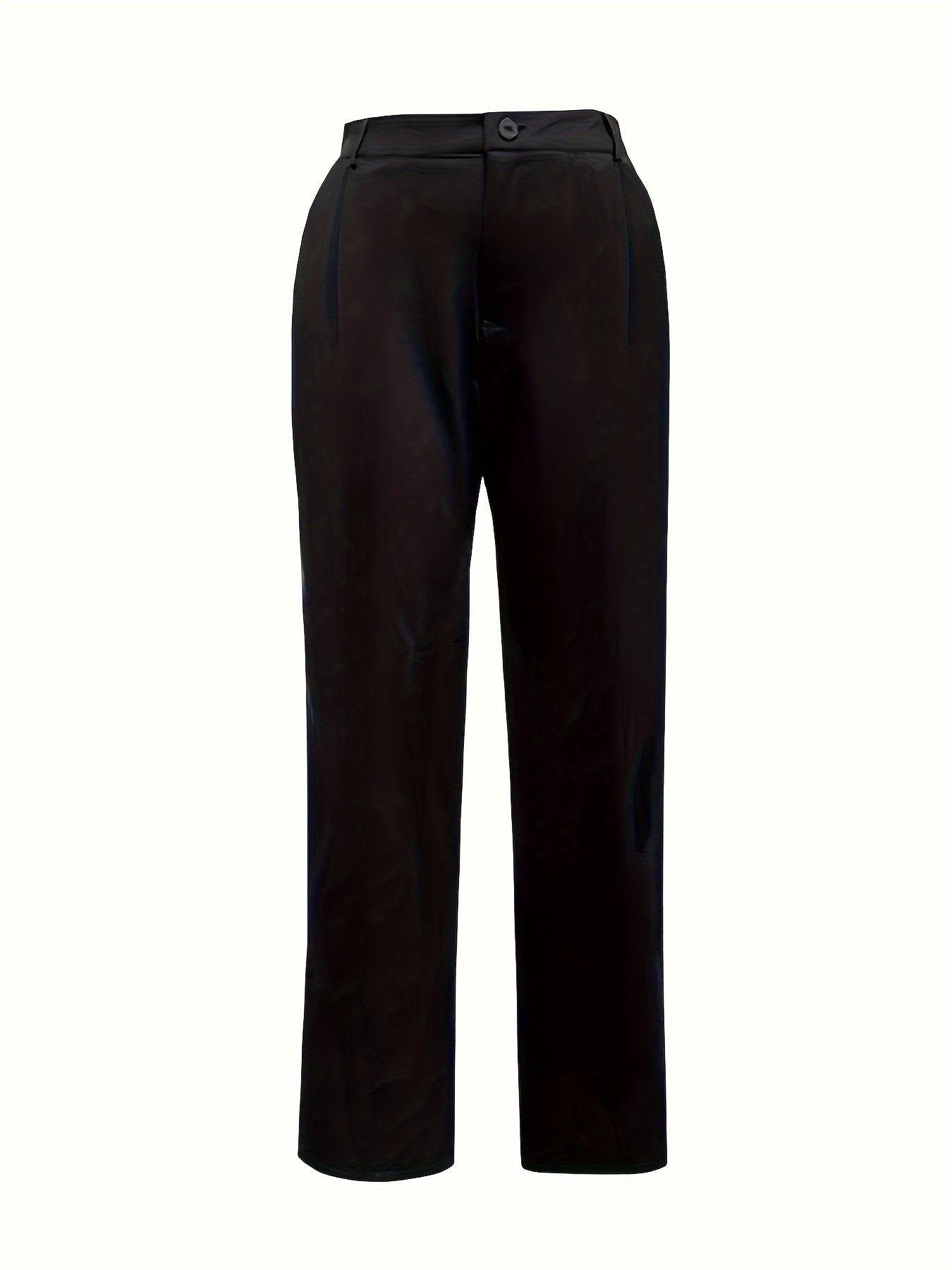 Solid Button Fly High Rise Trousers