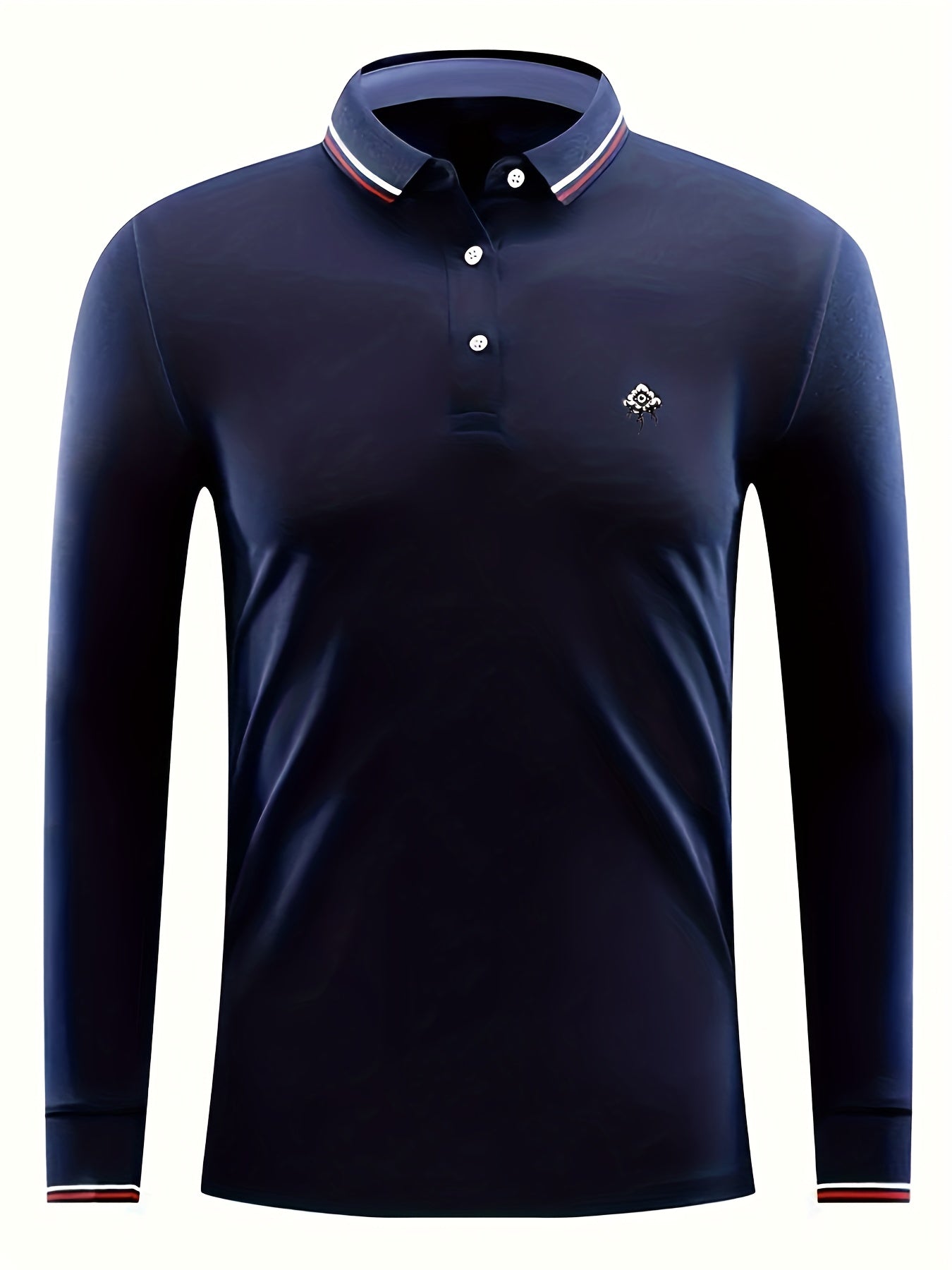 Men's Lightweight Printed Long Sleeve Polo Shirt for Spring Fall