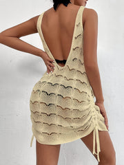Crochet Tank Dress Sexy Beach Wear Backless Cover Up Dress Women's Clothing