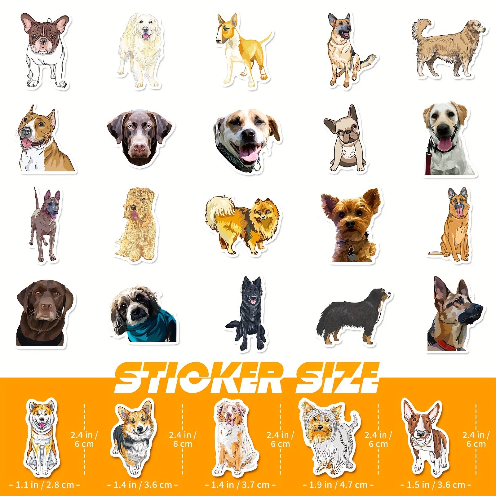 100pcs Cartoon Dog Stickers Waterproof Vinyl Animal Stickers
