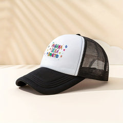 Letter Print Mesh Trucker Hat Y2K Block Cartoon Letter Baseball Cap